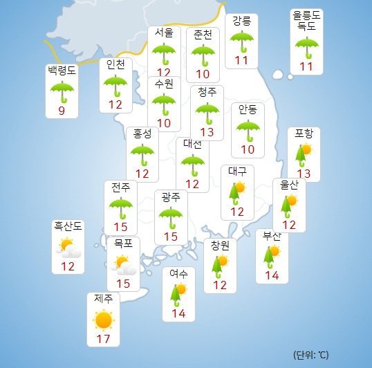 기상청 내일(18일) 오전 날씨 : 전국날씨,날씨예보