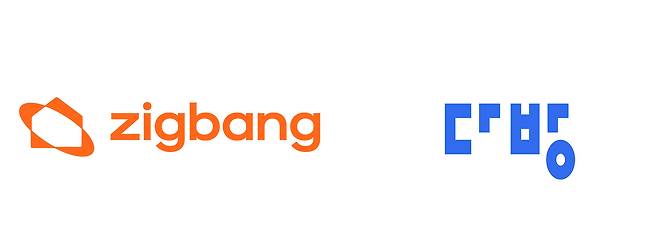 부동산 중개 플랫폼 직방(왼쪽)과 다방의 CI(기업통합이미지) / 각사 제공