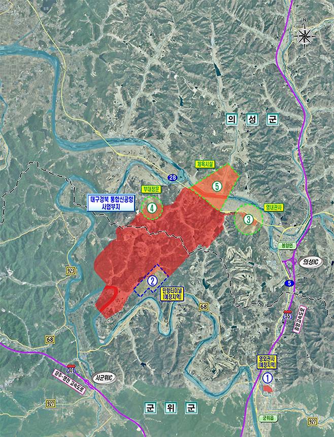 대구경북신공항 사업부지 위치도. 대구시 제공