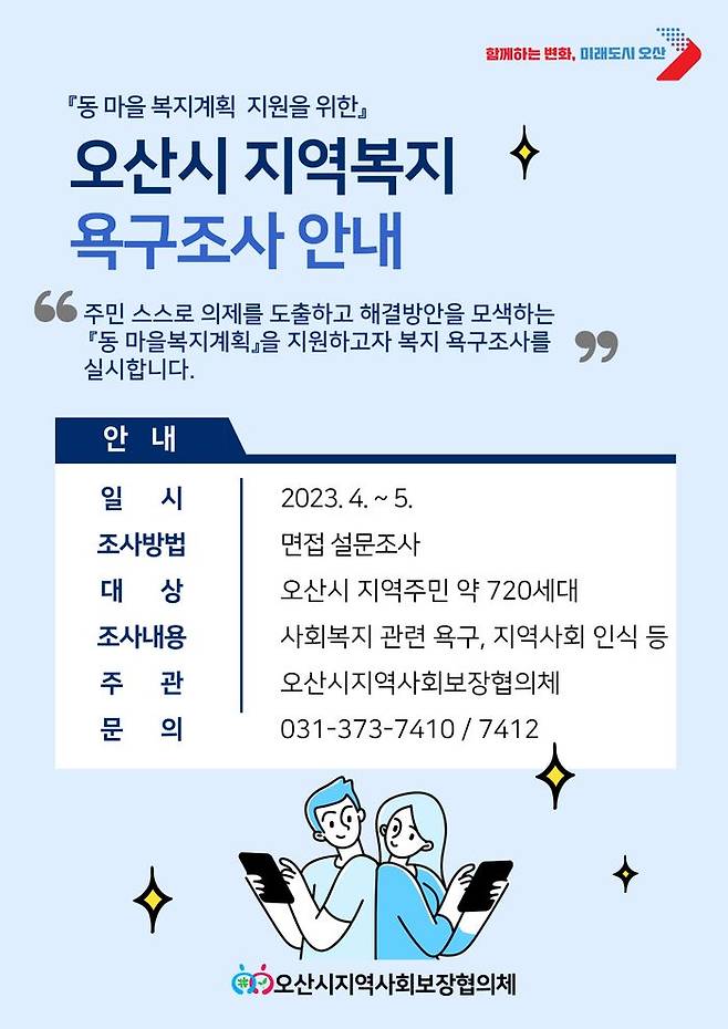 복지·건강 욕구 조사 홍보물ⓒ오산시 제공