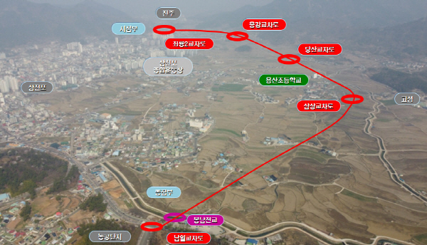 경남 사천시의 오랜 숙원사업인 ‘삼천포화력발전소 우회도로 개설공사’가 21일 착공됐다. 삼천포화력발전소 우회도로 노선도.