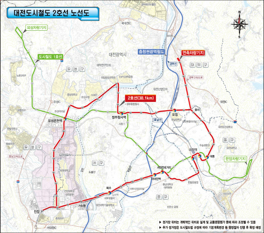 대전 도시철도 2호선 트램 노선도. 사진=대전시 제공