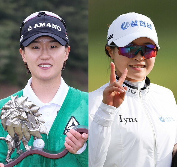 2023년 한국여자프로골프(KLPGA) 투어 넥센·세인트나인 마스터즈 골프대회 우승을 차지한 최은우 프로, 준우승한 고지우 프로. 사진제공=KLPGA