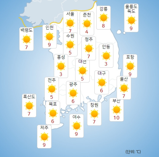 기상청 내일(27일) 오전 날씨 : 주말,주간날씨