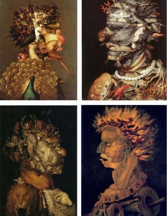 아르침볼도의 4원소 연작(1566). '물'이 특히 기괴하다.