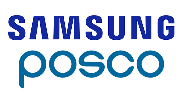 Samsung Electronics Co. and POSCO logos [Courtesy of each company]