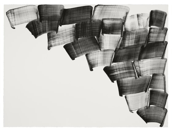 이배, Brushstroke - L, 194x260cm, Charcoal Ink on Paper, 2022