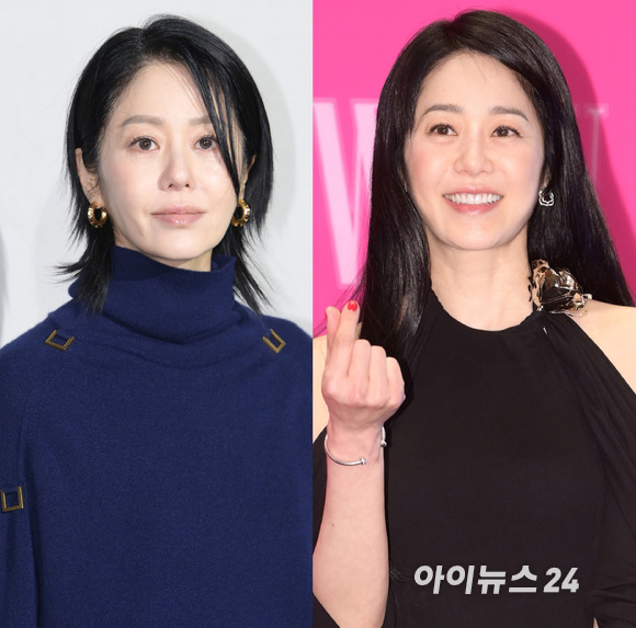 '53세 뱀파이어 미모' 왼쪽부터 29일 잠수교에서 진행된 루이비통 패션쇼에 참석한 고현정과 지난 10월 한 행사장에 참석한 고현정의 모습. [사진=정소희 기자]