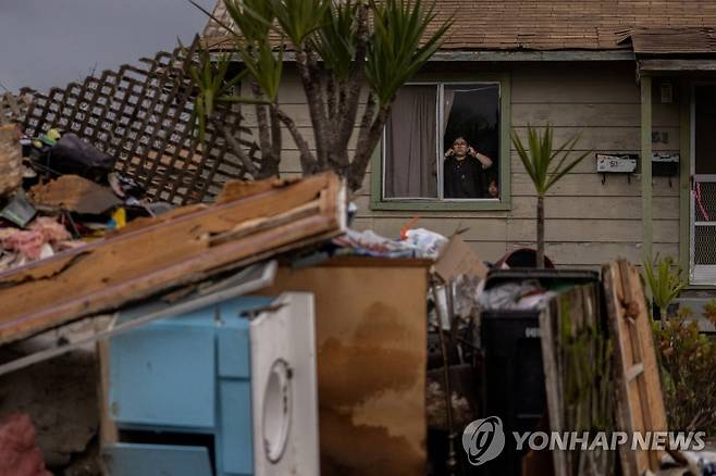 침수 피해를 겪은 캘리포니아 파자로 마을  [로이터 연합뉴스 자료사진. 재판매 및 DB 금지]