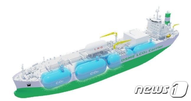 한국선급으로부터 개념승인을 받은 대우조선해양의 4만㎥급 액화 이산화탄소(LCO2) 운반선 조감도. (한국선급 제공)