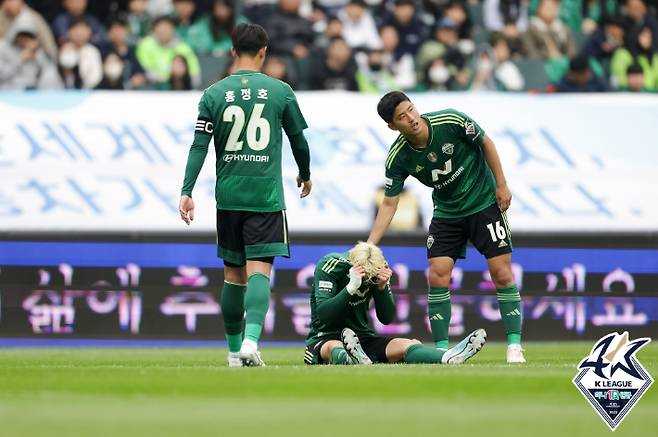 지난 29일 강원FC전 당시 전북 현대 선수들. 한국프로축구연맹