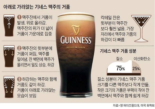 기네스 흑맥주의 기포 하강 원리./조선DB