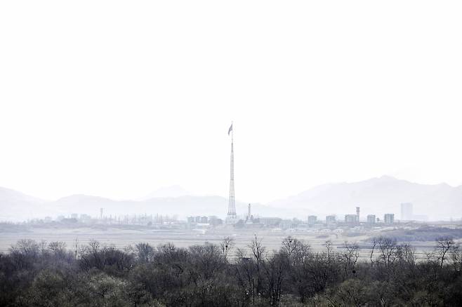 The North Korean village of Kijong-dong as seen from an observation point located within the Joint Security Area inside the Demilitarized Zone on March 17, 2017. Kijong-dong is widely referred to as the “Propaganda Village” and is believed to be a decoy for luring South Korean defectors. (File Photo - US Army)