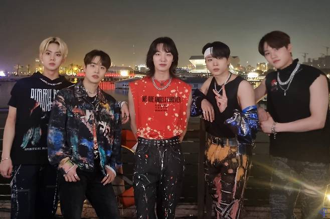 K-pop band MCND performs at a music festival at the "2023 K-Travel Week In UAE" held in Dubai Festival City in UAE on Friday and Saturday. (TOP Media)