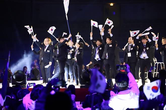 22일(현지시간) 프랑스 메스 아레나홀에서 열린 제10회 국제장애인기능올림픽대회 개막식. /사진제공=한국장애인고용공단