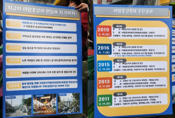 이팝꽃길 축제 추진경과 안내문