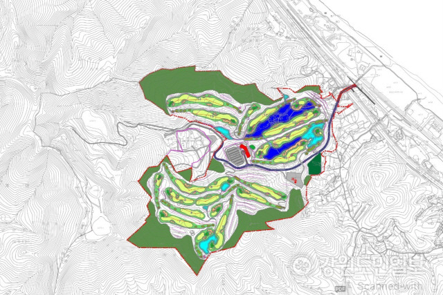 ▲ 더씨뷰의 동해시 망상동 산97번지 일원 동해골프&리조트 시설배치안.