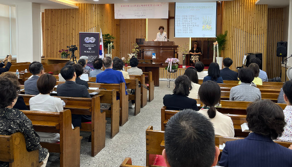 김영주 대한기독교여자절제회 회장이 10일 서울 용산구 절제회관에서 100주년을 맞이한 소회와 감사를 전하고 있다.