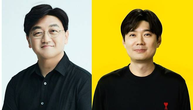 왼쪽부터 물러나는 백상엽 카카오엔터프라이즈 대표와 신임 대표이사로 내정된 이경진 클라우드 부문장/카카오