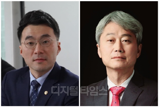 김남국(왼쪽) 더불어민주당 의원과 김근식 경남대학교 정치외교학과 교수. <디지털타임스 DB>