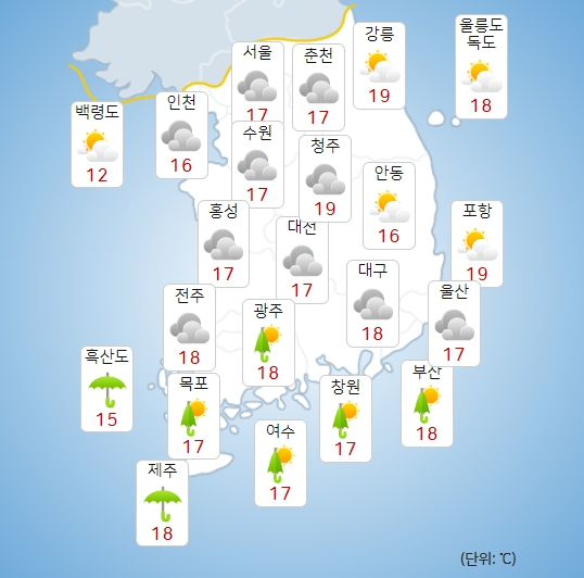 기상청 모레(19일) 오전 날씨 : 전국날씨,날씨예보,주말,주간날씨