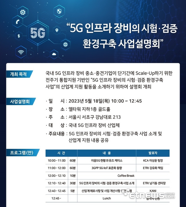 ‘5G 인프라 장비의 시험·검증 환경 구축’ 사업 설명회