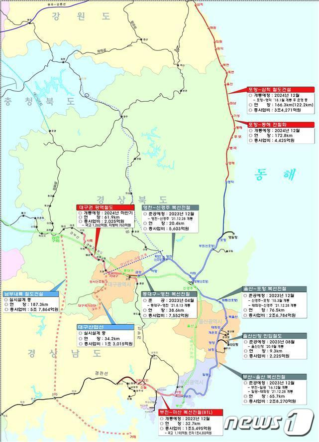 영남권 건설사업 노선도(공단 제공)/뉴스1