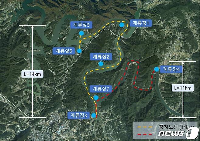 대청호 친환경 수상교통망 구축사업 위치도.