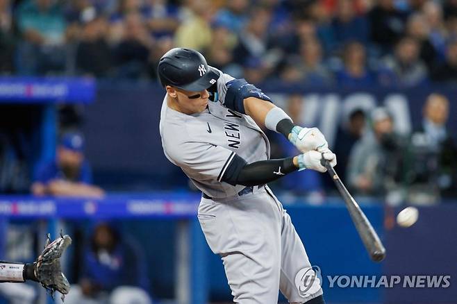 중월 투런 홈런으로 시즌 12호 홈런 장식한 양키스 저지  [게티이미지/AFP=연합뉴스]