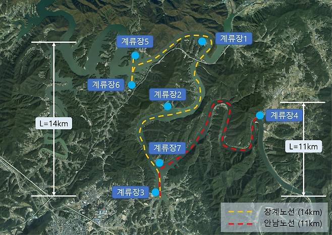 대청호 도선 항로 [옥천군 제공. 재판매 및 DB금지]