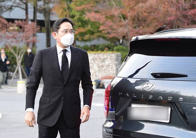 지난 2020년 당시 이재용 삼성전자 회장이 펠리세이드를 타고 등장한 모습. [연합]