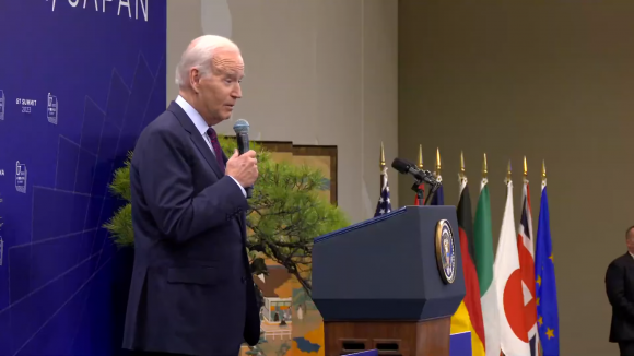 조 바이든 미국 대통령이 21일 일본 히로시마 G7 정상회의 후 기자회견에서 한국의 윤석열 대통령을 “룬 대통령(President Loon)”이라고 언급하고 있다.  미 공화당 유튜브 채널 ‘GOP War room’