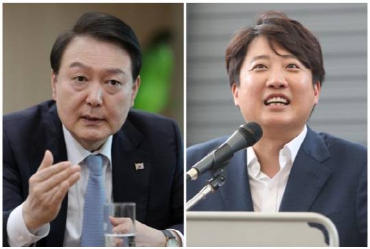 윤석열 대통령(왼쪽)과 이준석 전 국민의힘 대표. <대통령실 제공, 연합뉴스>