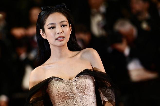 South Korean singer and actress Jennie, also a member of K-pop band Blackpink, arrives for the screening of the film "The Idol" during the Cannes Film Festival in Cannes, France, Monday. (AFP)