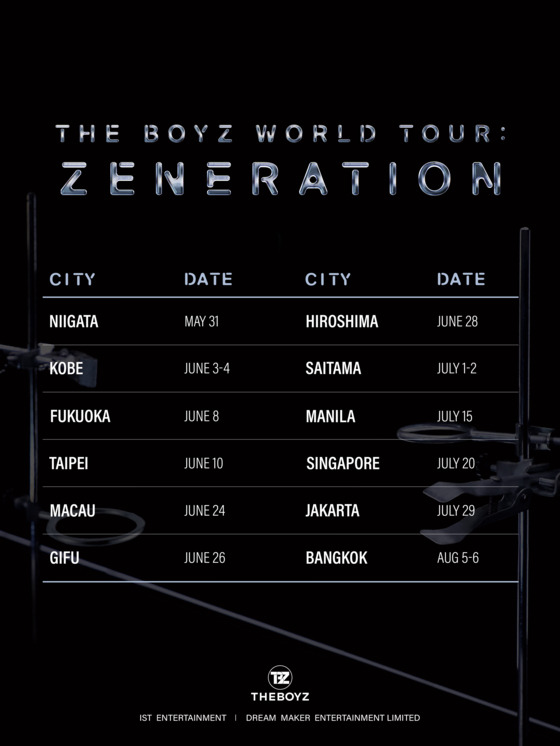 Boy band The Boyz announced its 12 Asian destinations to its world tour ″Zeneration″ [IST ENTERTAINMENT]