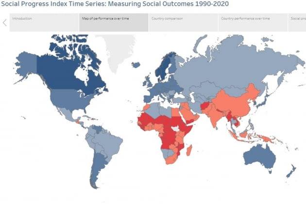 170개국 '웰빙 순위' 지도. /사진=연합뉴스