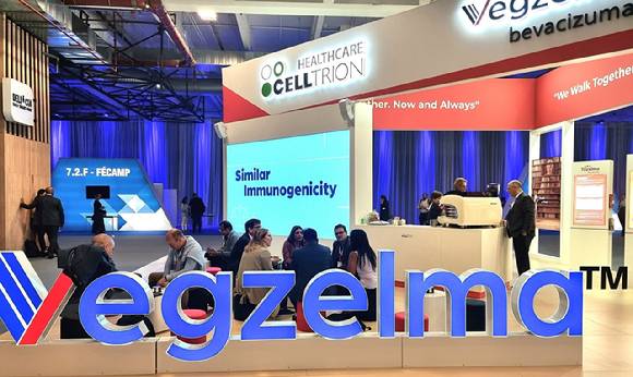 지난해 프랑스 파리에서 진행되는 유럽종양학회에 참석한 셀트리온 부스. [사진=셀트리온]