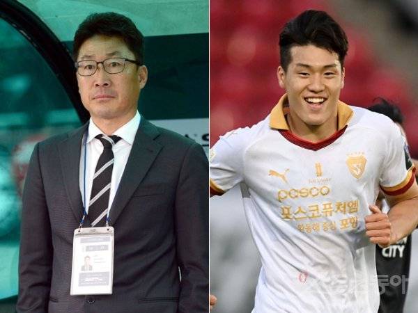 이기형 성남 감독(왼쪽)과 그의 아들 포항 이호재. 스포츠동아DB