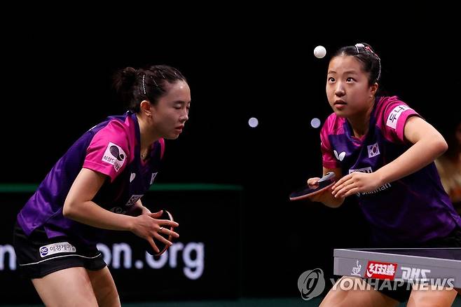 신유빈-전지희 조 [AFP=연합뉴스]