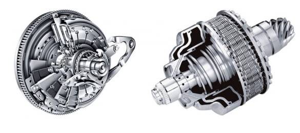 셰플러코리아의 건식 더블 클러치(좌) CVT 변속기(우)  /사진=셰플러코리아