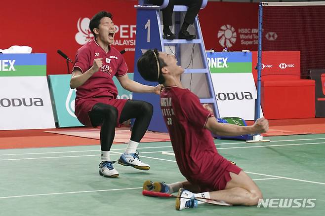 [쿠알라룸푸르(말레이시아)=AP/뉴시스]서승재-강민혁 조. 2023.05.27.