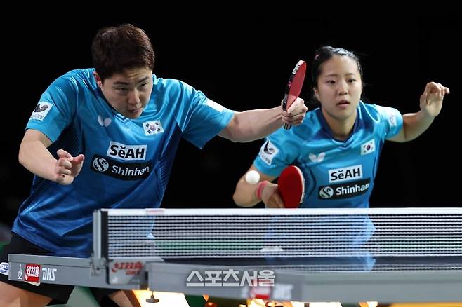 신유빈-임종훈의 혼합복식 경기. 대한탁구협회