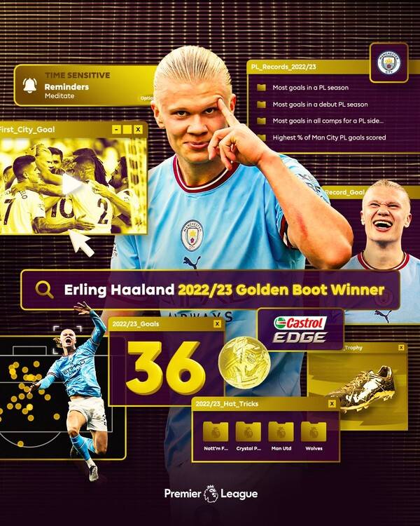 EPL 득점왕 엘링 브라우트 홀란드. 사진┃EPL 공식 SNS