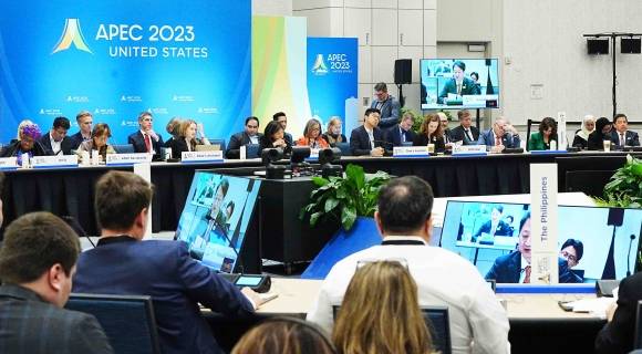 안덕근 산업통상자원부 통상교섭본부장이 25일(현지시간) 미국 디트로이트 WDC호텔에서 열린 ‘아시아태평양경제협력체(APEC) 통상장관회의’에 참석해 있다. 2023.5.26 연합뉴스[산업통상자원부 제공]