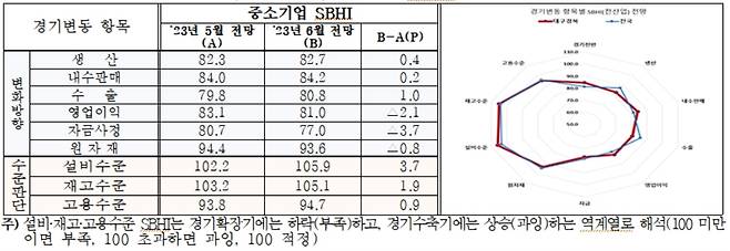 대구·경북 경기변동 항목별 전망 SBHI