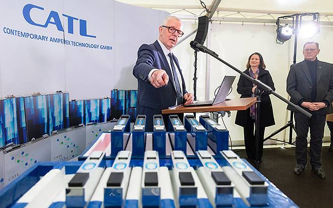 LFP 배터리 수요가 점차 늘고 있다. 사진은 마티아스 젠트그라프 CATL 유럽 지사장.[사진=연합뉴스]