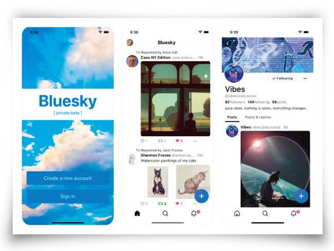 트위터 창업자 잭 도시가 개발한 SNS(소셜네트워크서비스) ‘블루스카이 소셜’. [블루스아이 소셜 제공]