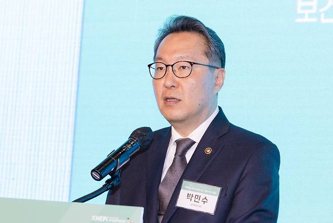지난달 31일 서울 영등포구 전경련회관에서 열린 '제36회 세계 금연의 날 기념식 및 포럼'에서 박민수 보건복지부 차관이 기념사하고 있다. /보건복지부 제공