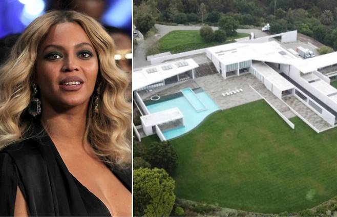 가수 비욘세(왼쪽)가 남편 제이지와 함께 지난달 2억 달러에 매입해 미국 캘리포니아주에서 최고가 기록을 쓴 안도 다다오가 설계한 말리부 해변 저택. [뉴욕포스트·게티이미지]