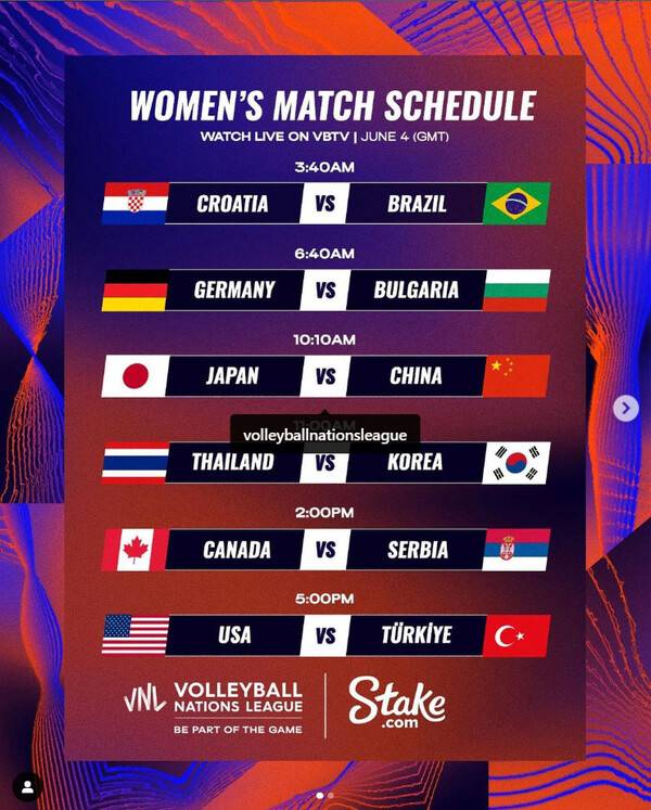 ■2023 FIVB VNL 1주차 경기일정.(자료출처=FIVB)